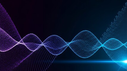 Explore data waves in blue and purple colors with empty space for text