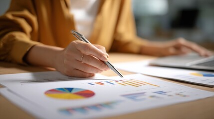 Professional consultant analyzing financial charts to improve investment strategies and optimize cash flow for business growth.