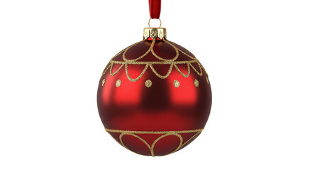 Shiny Red and Gold Christmas Bauble with Starburst and Swirl Glitter Pattern