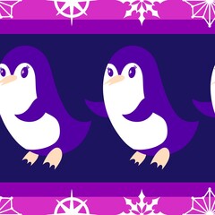 Christmas animals seamless penguin pattern for wrapping paper and fabrics and kids print