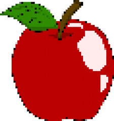 Apple 8-bit pixel icon. Vector illustration.
