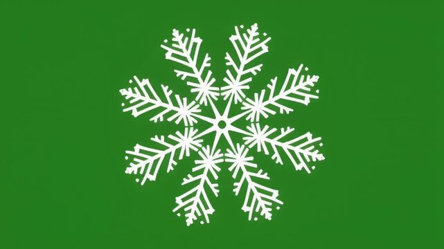 White Snowflake Graphic On A Green Textured Background.