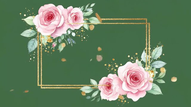 Delicate gold rectangular frame with subtle overlapping corner accents on a white background, minimalist and elegant