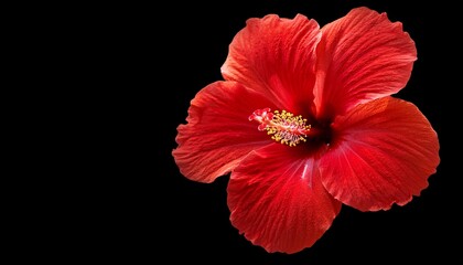 Vibrant Red Hibiscus Flower Detailed Close Up Isolated On For Beauty And Nature Photography