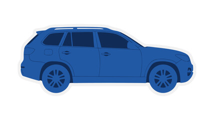 Obraz premium A Silhouette Of A Blue SUV Vehicle With White Outline On A Black Background Representing Transportation And Automotive Industry