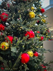 Christmas Tree with Red and Gold Ornaments