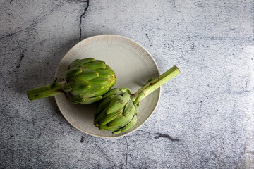Artichokes on plate