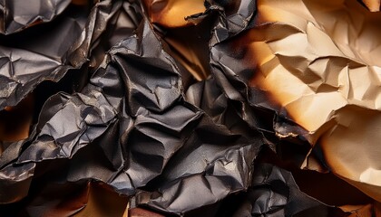 Close Up Burnt Crumpled Paper Texture