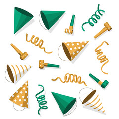 St Patricks Day party hats and confetti icon for festive Irish celebration design