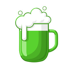 Green beer mug illustration for St Patrick’s Day pub advertising and festive beverage design