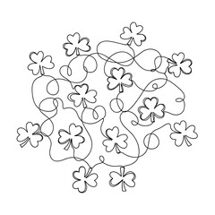 Hand drawn clover doodle pattern for St Patrick’s Day decorative design