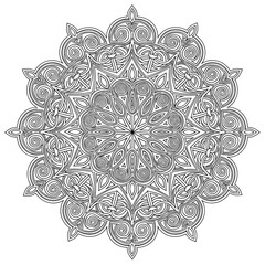 Intricate Celtic mandala illustration with ornamental patterns for coloring pages