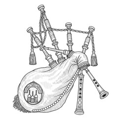 Traditional bagpipes illustration for Scottish and Irish music themes