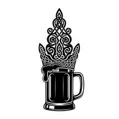 Celtic style beer mug illustration for St Patrick’s Day pub promotions and festive graphic design