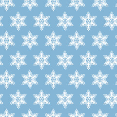 Winter seamless pattern with snowflakes, holiday background. Vector illustration for fabric, textile wallpaper, posters, gift wrapping paper. Christmas vector illustration. Falling snow.