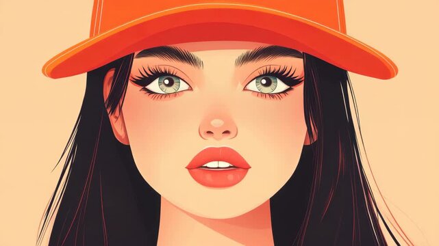 Fashion Portrait: An artistic portrait featuring a person with striking makeup, wearing a cap. Focus is drawn to the model's captivating eyes. 