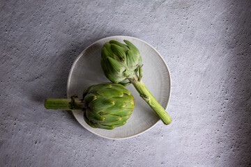 Artichokes on plate