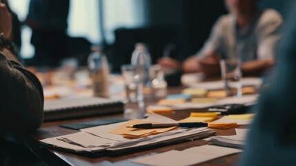 Medium shot capturing a crisis management meeting focused on crafting timely and reassuring messages to handle organizational challenges