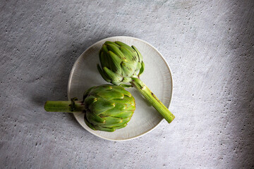 Artichokes on plate