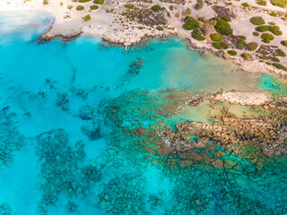 Aerial view of Elafonissi beach, Crete, Greece