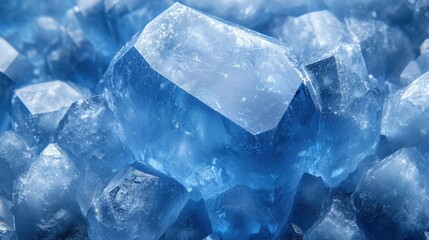Obraz premium Abstract ice crystal formations in vibrant blue tones. A captivating display of natural frozen beauty.