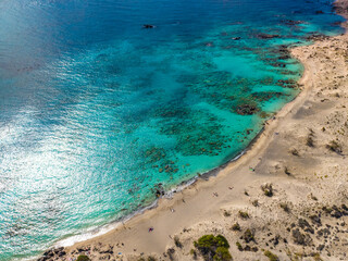 Aerial view of Elafonissi beach, Crete, Greece