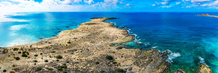 Aerial view of Elafonissi beach, Crete, Greece