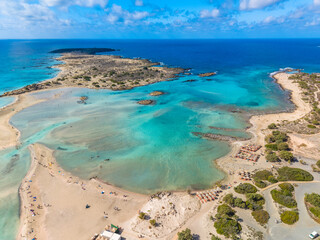 Aerial view of Elafonissi beach, Crete, Greece