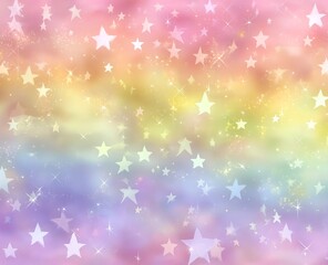 Obraz premium Soft pastel rainbow sky with stars and shimmering gradient background