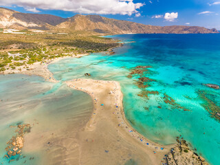 Aerial view of Elafonissi beach, Crete, Greece