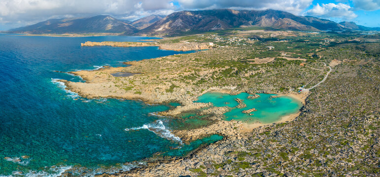 White Lake in Crete island, Greece. Aspri Limni is a lake and a beach, Elafonissi