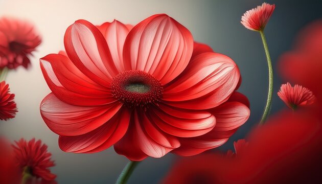 vibrant red flower with delicate petals on soft background perfect for nature and floral designs