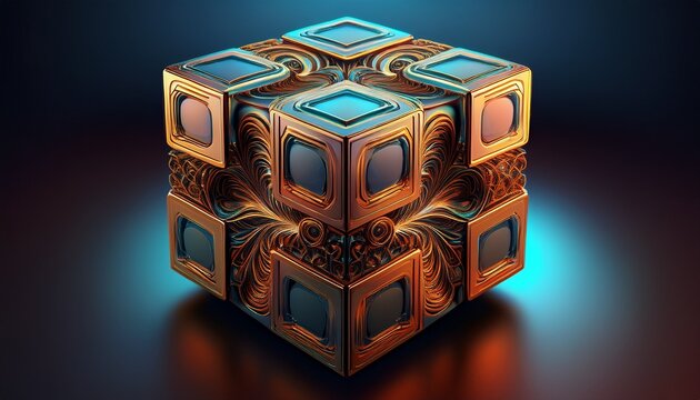 abstract 3d cubes with intricate details