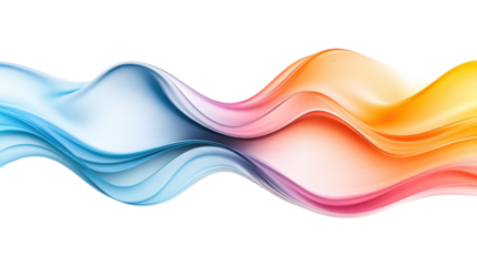 Colorful Abstract Waves on Transparent Background