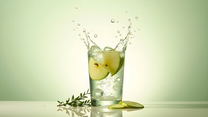 Apple Thyme Infused Water with Splash and Botanical Styling