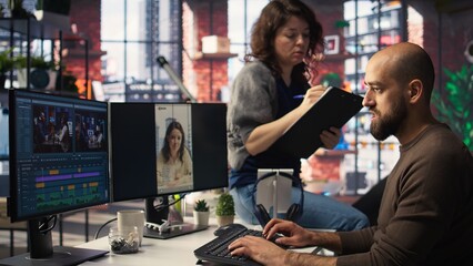 Post production team of experts use software and AI to create content on social media reels, boost marketing and branding while aligning with current media trends and monetization. Camera A.