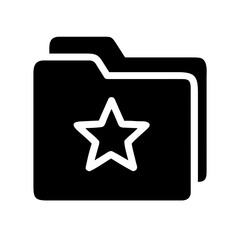 Obraz premium Black folder icon with a white star on a clean white background for organization
