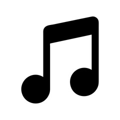 Black eighth note musical symbol on white background, music icon, audio sign