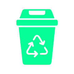 Green Recycling Bin Icon with Recycling Symbol on White Background for Eco-Friendly Concepts