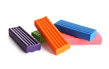 Colorful plasticine on white background