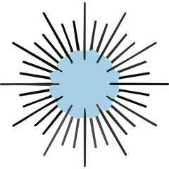 Obraz premium Abstract Radial Burst Light Blue Circle With Dark Rays On Black Background