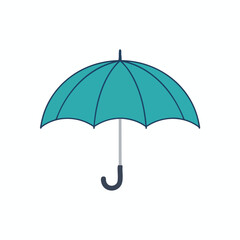 Teal Umbrella Illustration on White Background