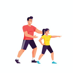 Couple Exercising and Having Fun Together