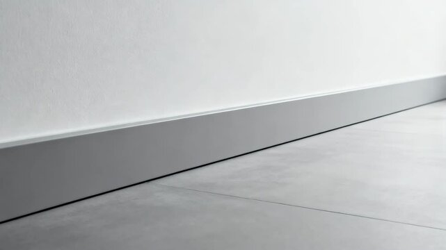 Medium shot capturing a flush skirting board update emphasizing seamless integration with wall and floor surfaces for a modern look