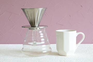 Close-Up of Coffee Brewers on a White Background