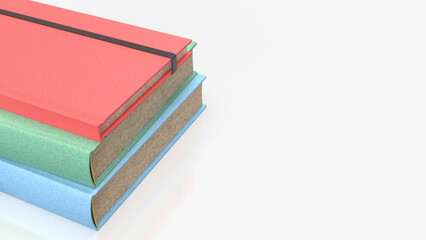 Colorful Hardcover Book Stack on White Background 3d render.