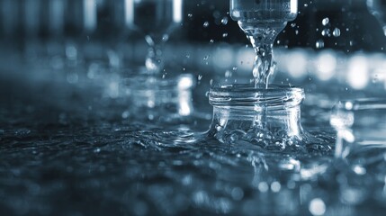 Medium shot depicting ultrasonic waves deeply cleansing laboratory glassware to ensure optimal hygiene and accuracy in scientific settings.