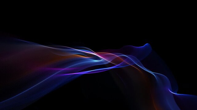 Abstract pink blue colors motion waves on a black background. Technology intros, sci-fi visuals, motion graphics overlays. Looping 4K resolution