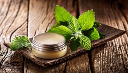 balm selective focus on vintage wooden background