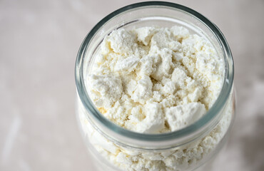 Close up of Whey Protein Isolate Powder 